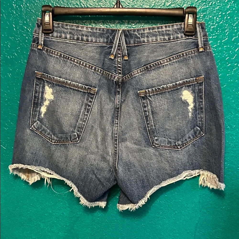 Good American Blue Distressed Jean Shorts - Picture 6 of 6